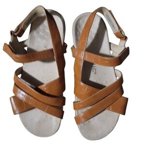 Vionic Mirabi croco-embossed adjustable sandals Brown Strappy 9.5 Adjustable